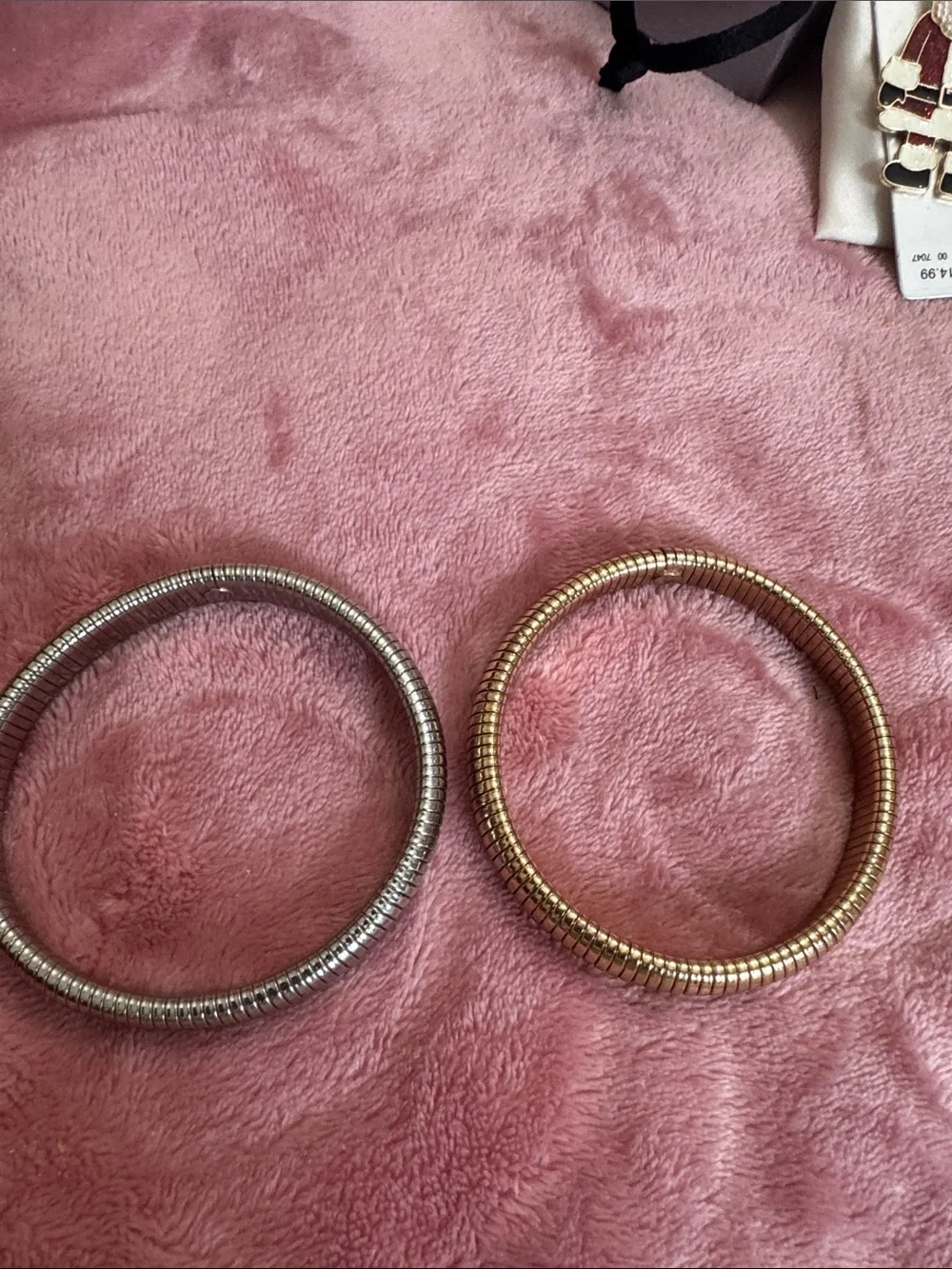 Gold and Silver Ribbed Coil Bracelet Set